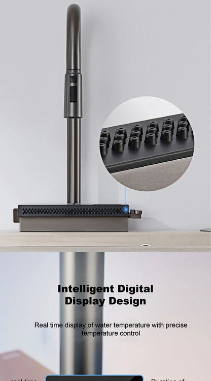 Luxury Gunmetal Brass Led Digital Display Faucet Hole