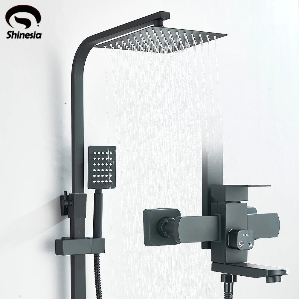 Black Luxury Bathroom Shower Faucet Wall Mounted Swivel