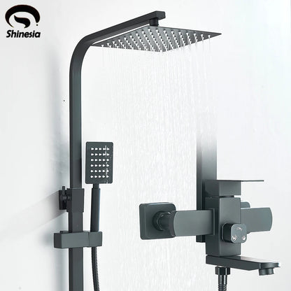 Black Luxury Bathroom Shower Faucet Wall Mounted Swivel