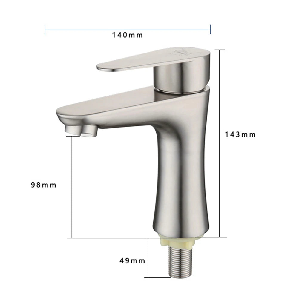 Bathroom Basin Faucet Stainless Steel Cold Water Tap