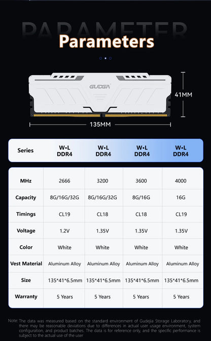 Gudga Ddr4 Ram 8gb/16gb/ 3200mhz 35v 288pin Dimm