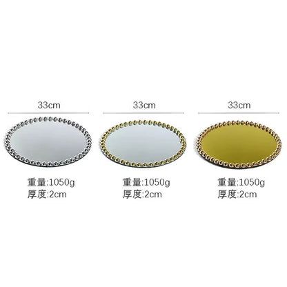 Pearl Dot Glass Mirror Storage Tray Light Luxury