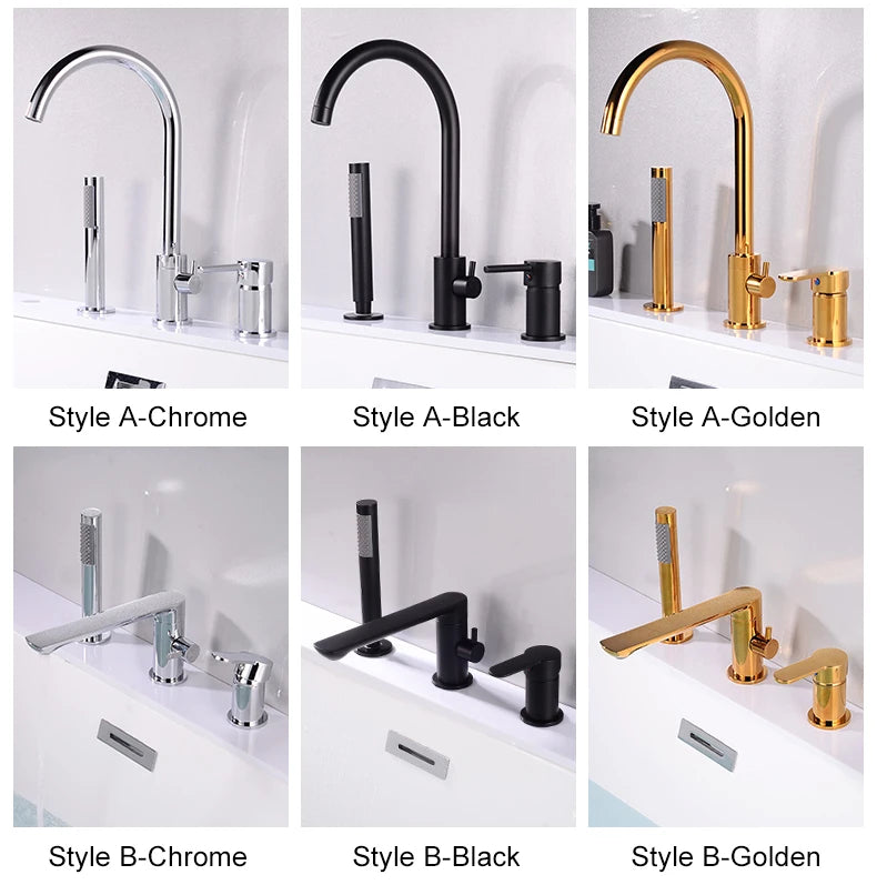 Ellen Bathtub Faucets Holes Black Cold Bath Shower