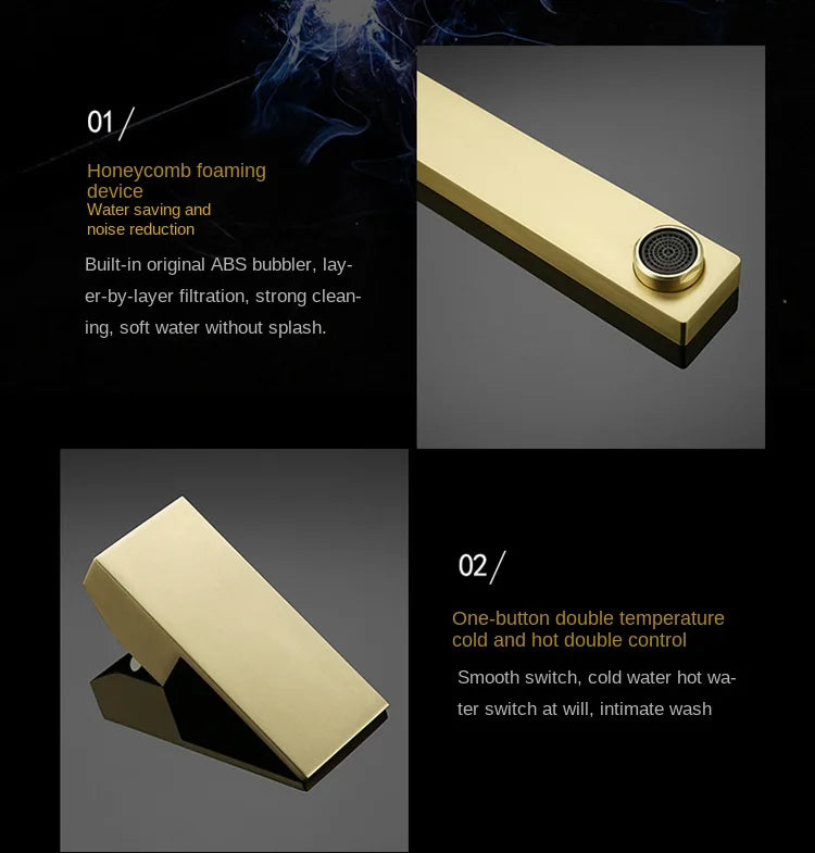 Modern Brass Wall Mount Bathroom Basin Faucet Hidden