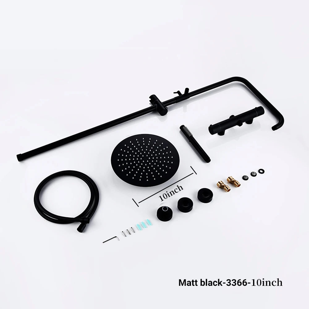 Rose Gold Thermostatic Shower Falcet Sets Wall Mount