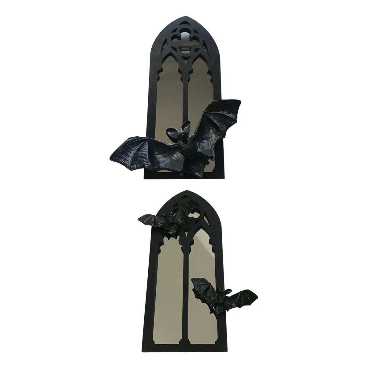 Gothic Arch Mirror Bat Wall Mirror Wood Accent