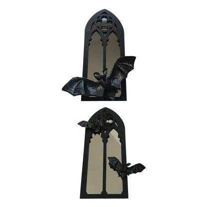 Gothic Arch Mirror Bat Wall Mirror Wood Accent