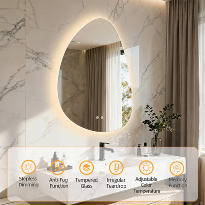 70/77cm Irregular Illuminated Led Bathroom Mirror Makeup Vanity