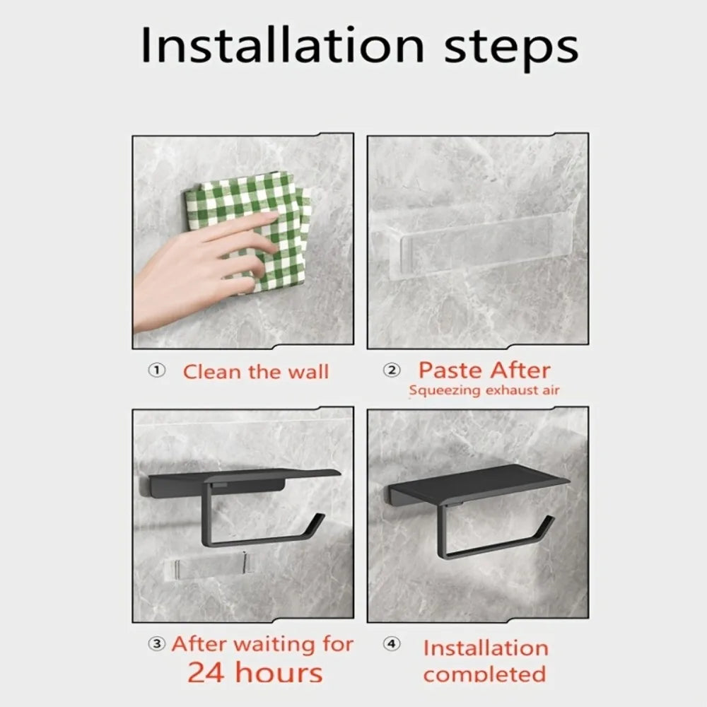Wall Mounted Toilet Paper Holder No Drill Self