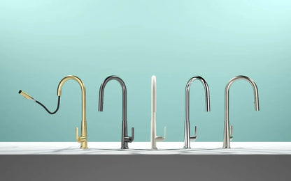 Brushed Gold Faucet Pull Out Sprayer Cold Water