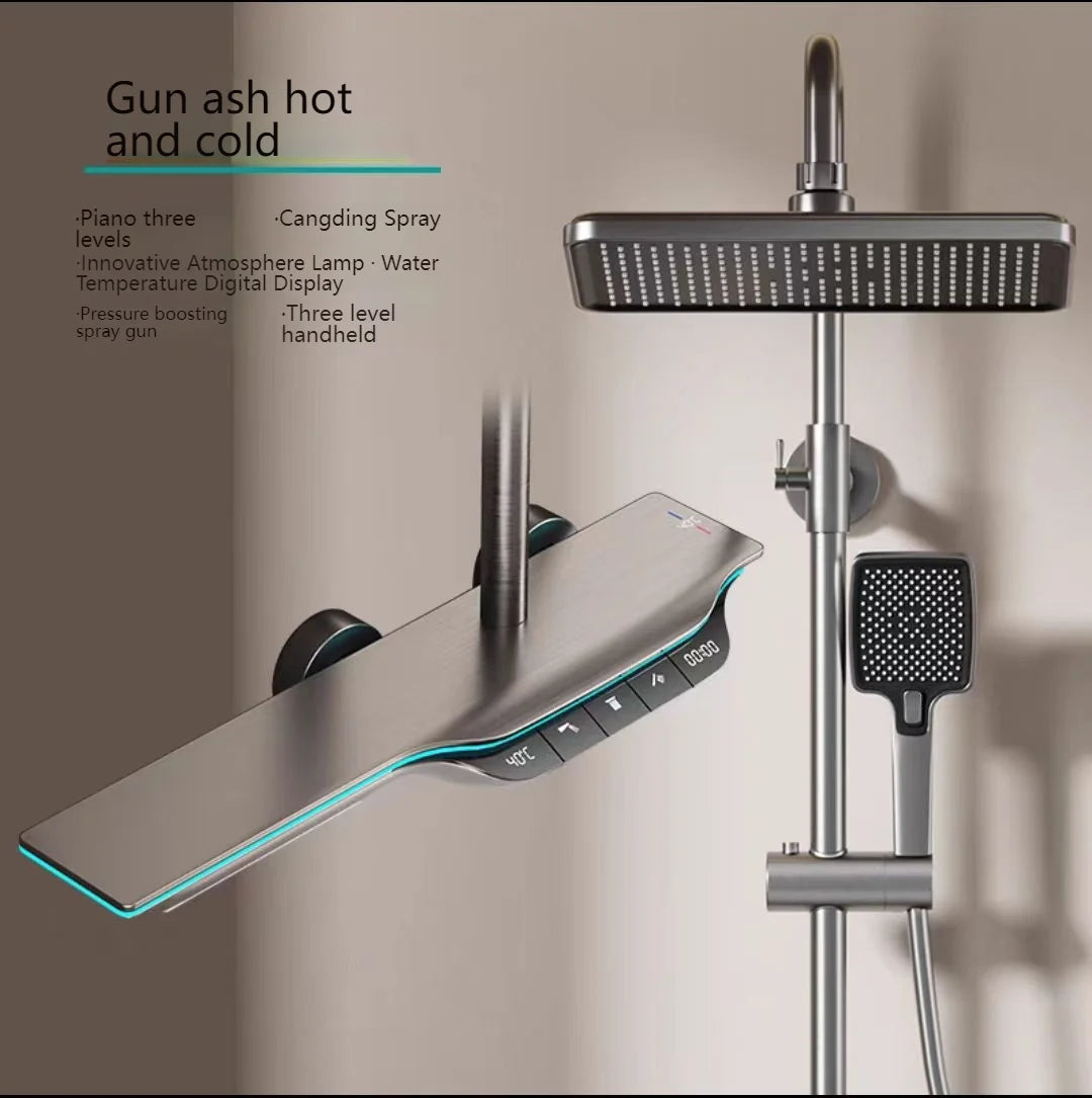 Digital Display Shower Bathroom Rainfall Piano Button Showers