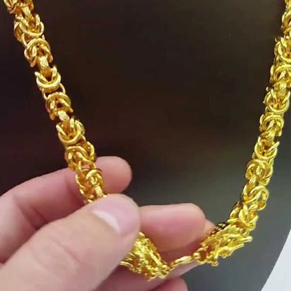 Unisex 24k Au999 Real Gold Boss Chain Hollow