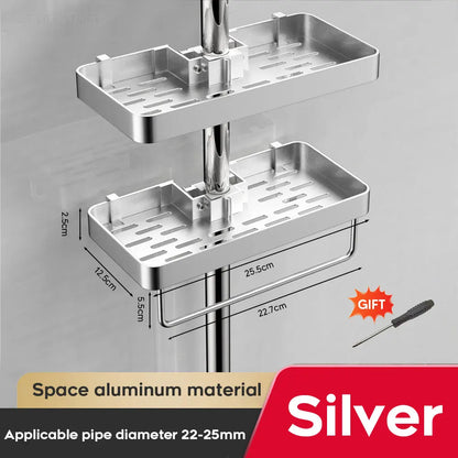 1/2pcs Punch-Free Shower Caddy Towel Rod Bathroom Shelf