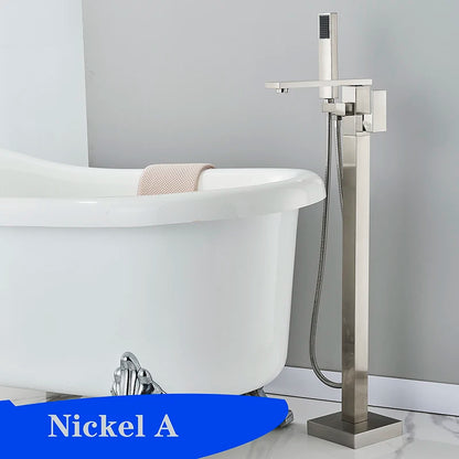 Matte Black Square Bathtub Shower Faucets Floor Standing