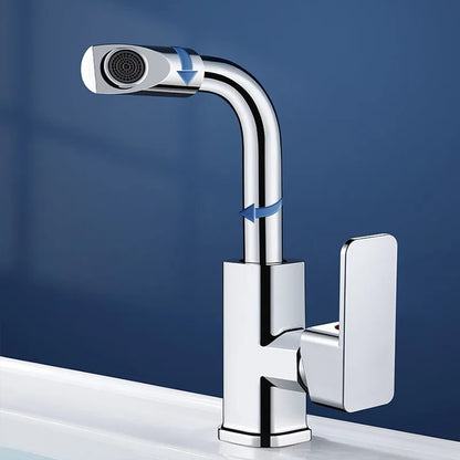 360 Rotation Bathroom Basin Faucet Silver Faucet Brass