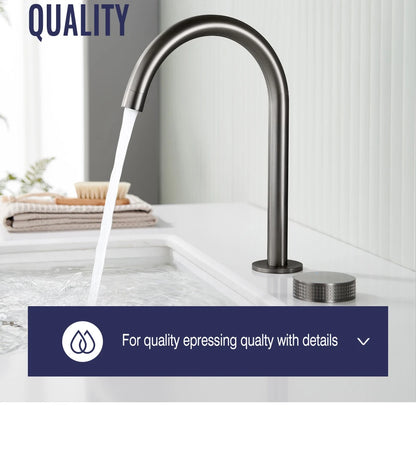 Gunmetal Basin Faucet Knurled Switch 360 Rotating Spout