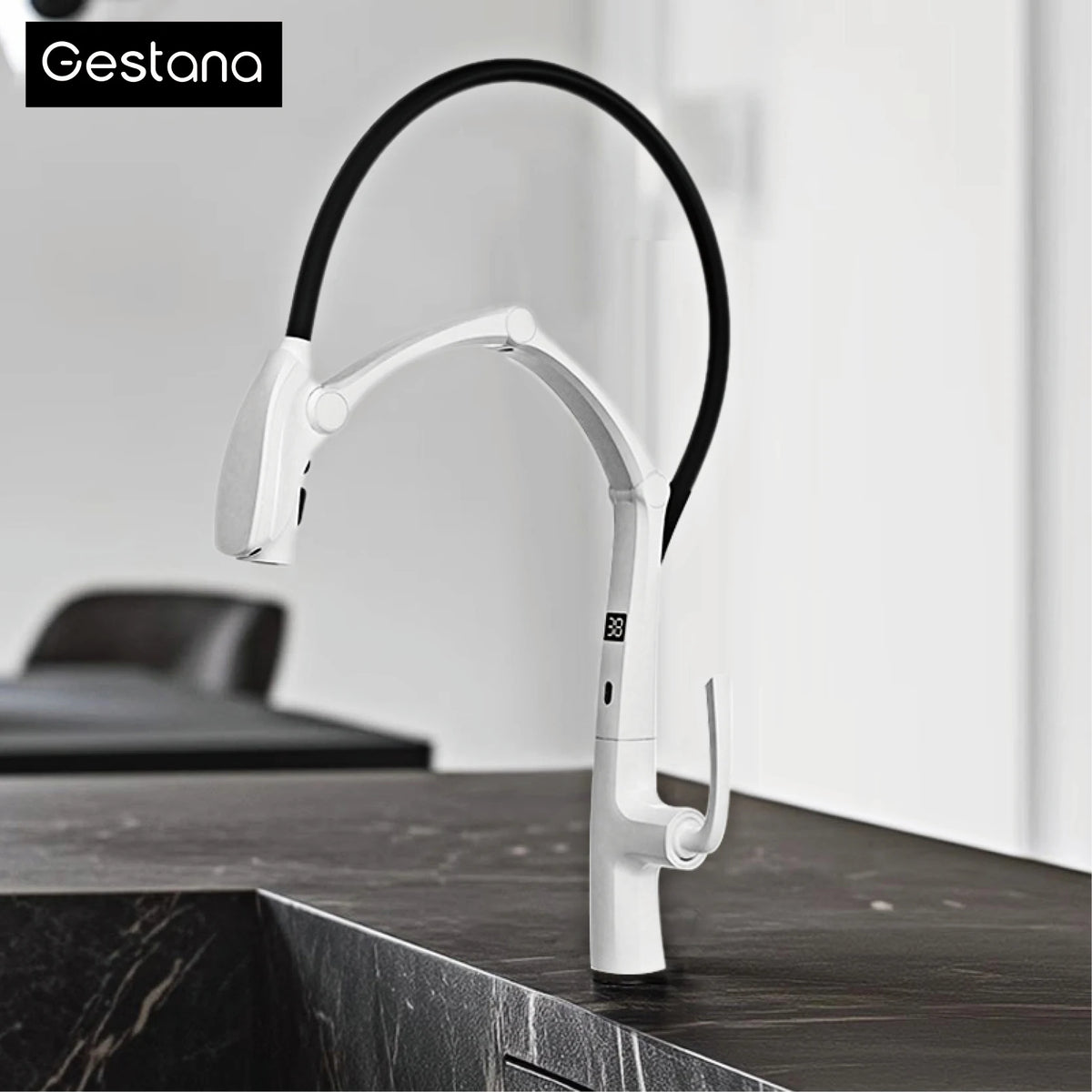 Luxury Gunmetal Brass Faucet Led Display Sensor&Pull-Out
