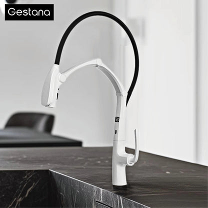 Luxury Gunmetal Brass Faucet Led Display Sensor&Pull-Out