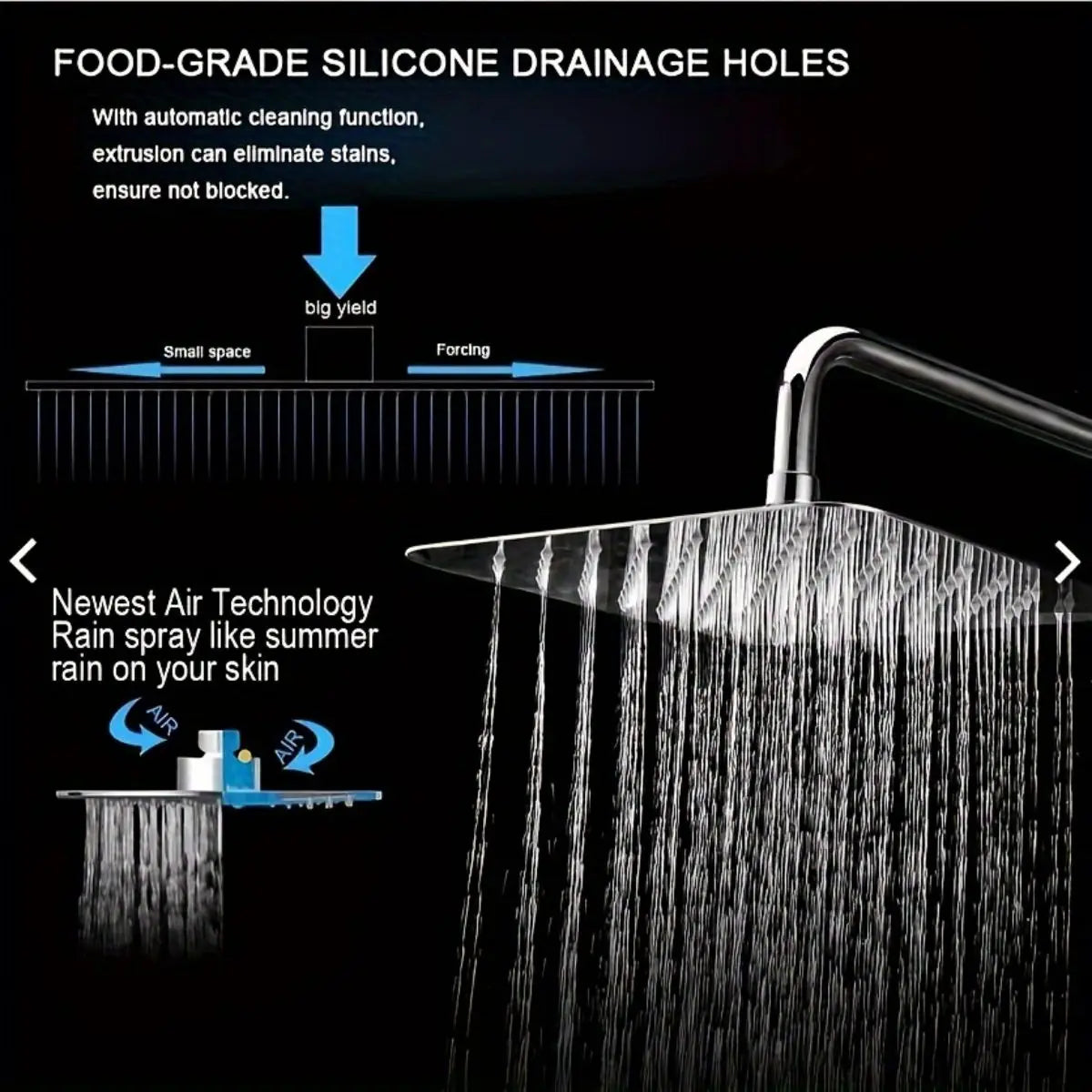 Rain Shower Head 8inch Large Top Spray Square