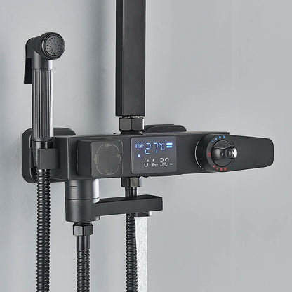 Bath Thermostatic Digital Display Shower Faucet Rain Shower