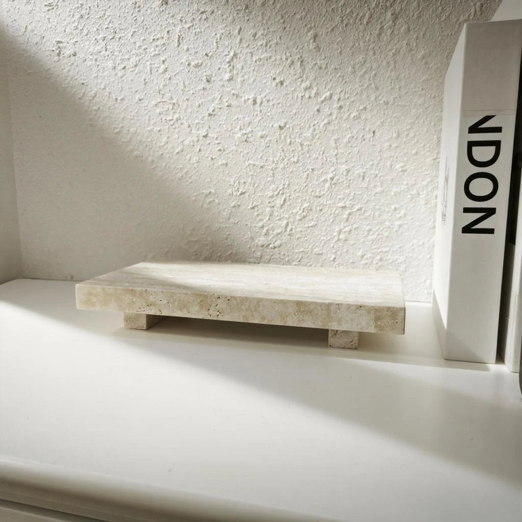 Natural Marble Pedestal Stand Versatile Soap Jewelry Tray