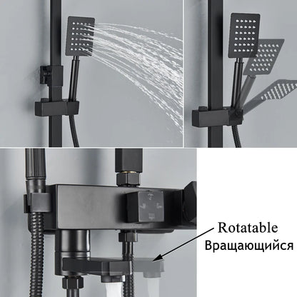 Shinesia Black/Chrome Bathroom Shower System Rainfall Shower