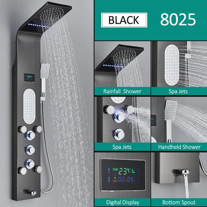 Black Nickel Led Shower Panel Six Functions Shower