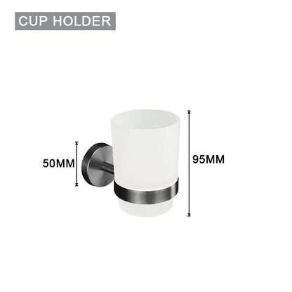 Grey Bathroom Hardware Kit Stainless Steel Round Wall