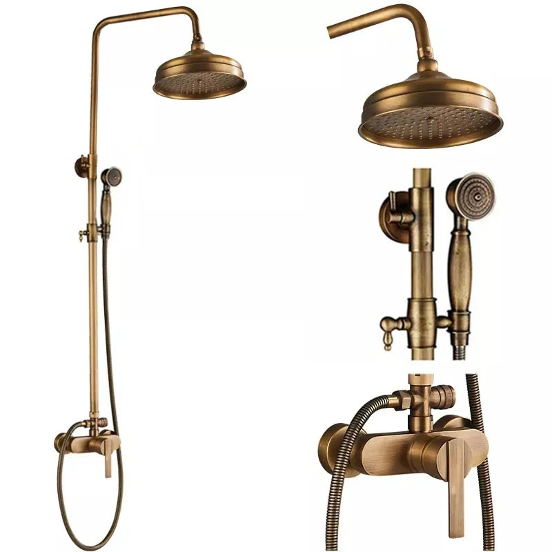 Antique Brass Style Shower Faucet Handle Handheld Shower