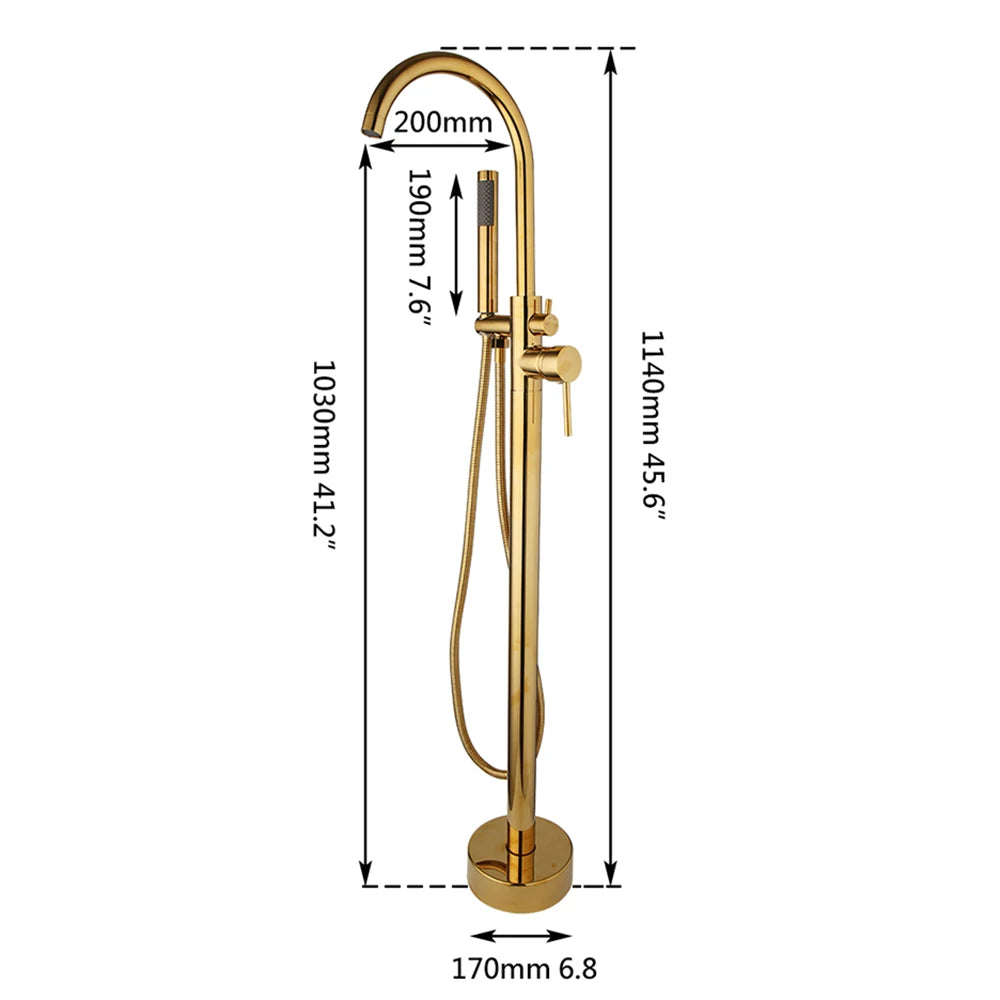 Kemaidi Golden Plated Bathtub Filler Shower Roman Tub