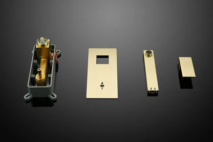 Modern Brass Wall Mount Bathroom Basin Faucet Hidden