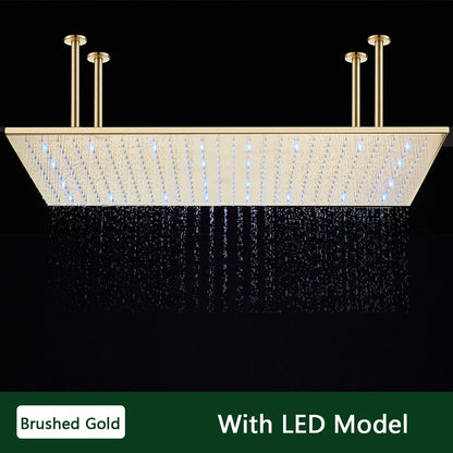 Rozin Led Matte Black Shower Head 40 80cm