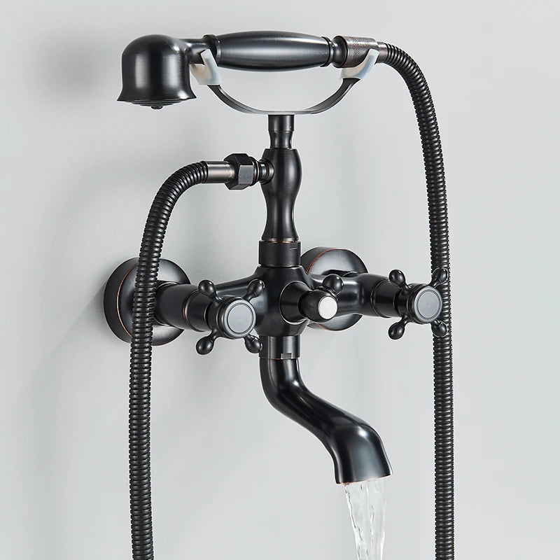 Retro Antique Brass Black Bronze Bathtub Shower Faucets