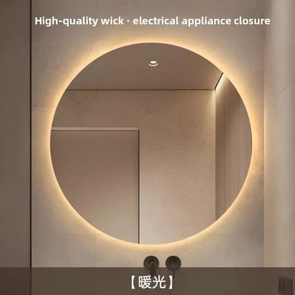 Mirror Round Mirror Wall-Mounted Smart Bathroom Mirror Led