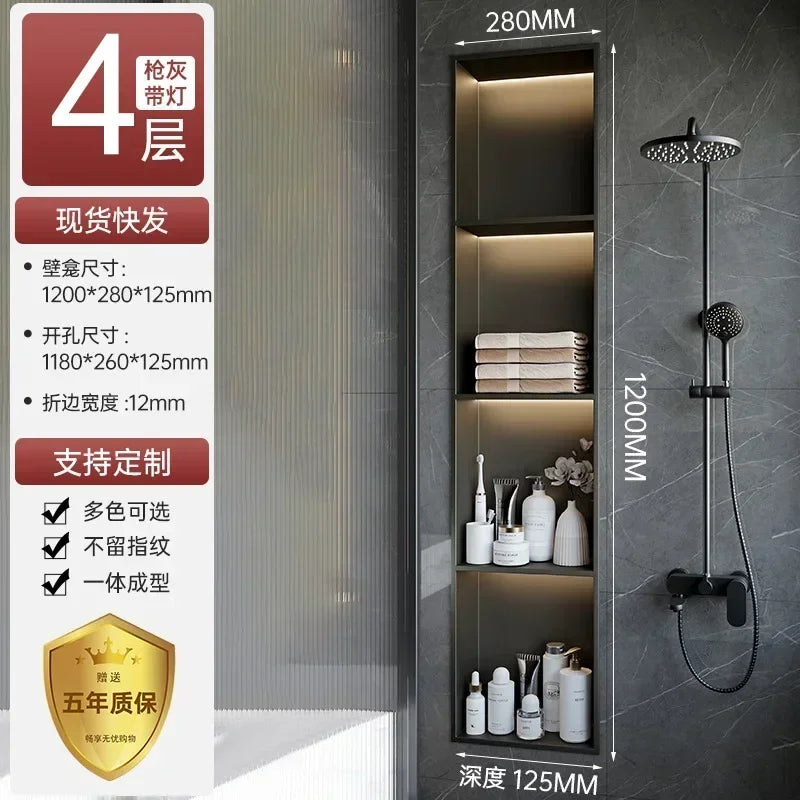 Stainless Steel Niche Bathroom Shelf-Embedded Tv Cabinet Style