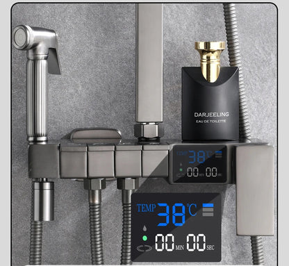 Piano Digital Display Thermostatic Bathroom Shower Cold Brass