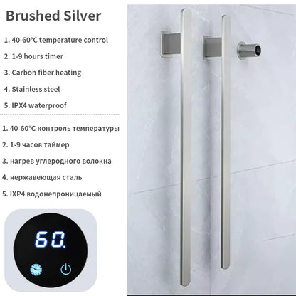 Gold Vertical Heated Towel Rail Large Towels &