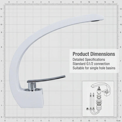 Modern Minimalist Handle White Bathroom Sink Faucet Aluminum