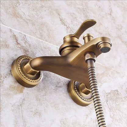 European Style Antique Retro Bathroom Shower Faucet Copper