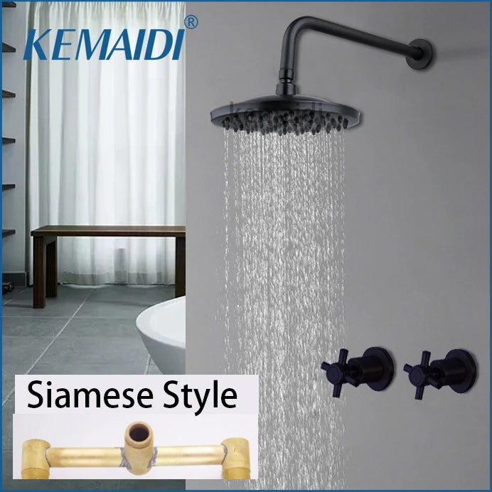 Kemaidi Antique Brass/Black Bathtub Basin Shower Mixer Tap