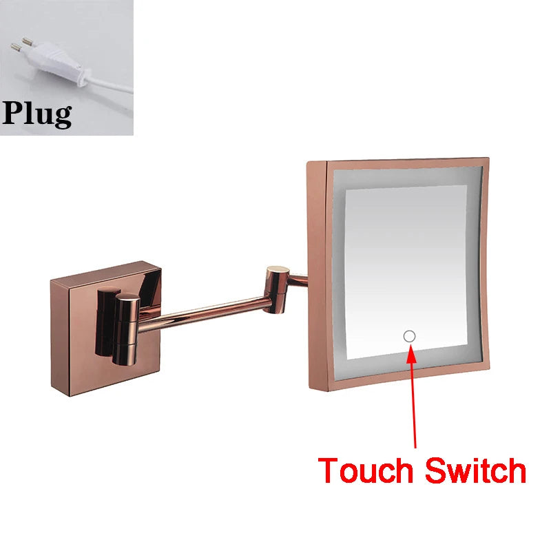 Square Touch Bathroom Mirror Wall Mounted Lighted Bathroom