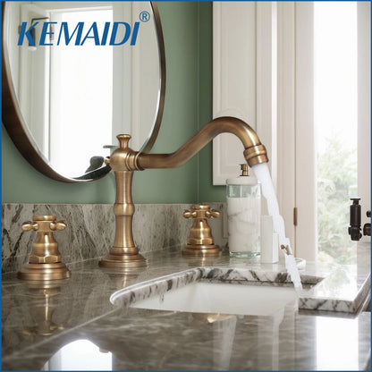Kemaidi Antique Brass Bathroom Faucets Inch Brass Widespread