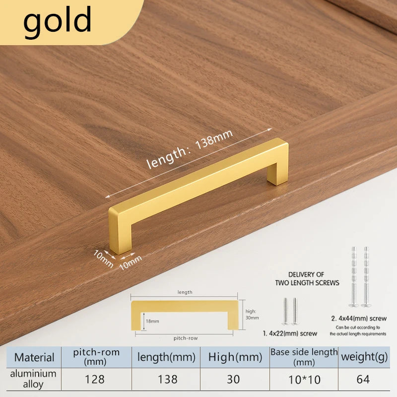 Square 500mm Extended Long Handle Wardrobe Door Handle