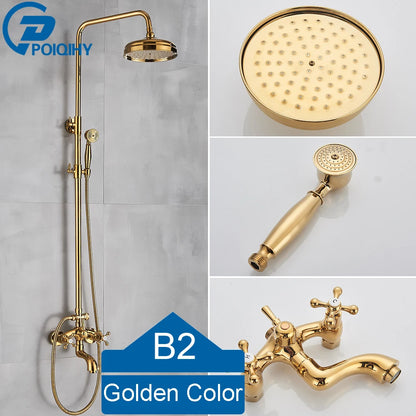 Golden Shower Bathroom Bath Shower Faucet Brass Swivel