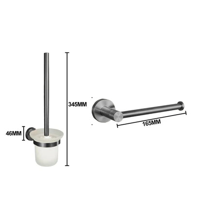 Grey Bathroom Hardware Kit Stainless Steel Round Wall