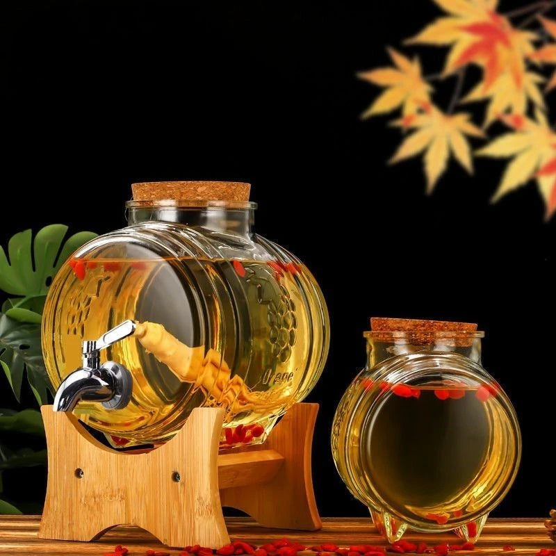 Special Glass Wine Bottle Faucet Fruit Wine Ginseng