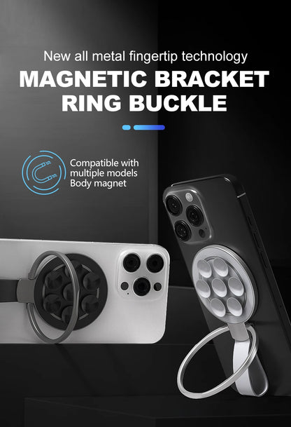 Magnetic Bracket Ring Buckle Phone Stand Silicone Suction