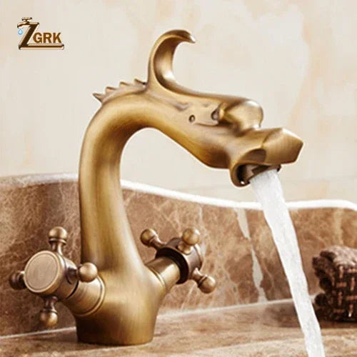 Zgrk Chinese Dragon Basin Faucet Bathroom Deck Mounted