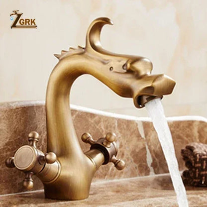 Zgrk Chinese Dragon Basin Faucet Bathroom Deck Mounted