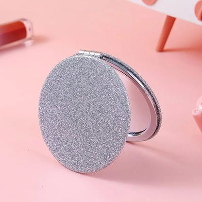 Mini Round Makeup Mirror Glitter Folding Pocket Mirror